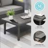 Martha Stewart Bedford Indoor-Outdoor Patio Coffee Table with Lower Shelf, Faux Wood Top, and Rattan Wicker Finish in Brown(Grey)