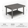 Martha Stewart Bedford Indoor-Outdoor Patio Coffee Table with Lower Shelf, Faux Wood Top, and Rattan Wicker Finish in Brown(Grey)