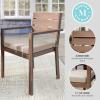 Martha Stewart Bedford Indoor-Outdoor Stackable Aluminum Patio Armchairs with Brushed Woodgrain Finish in Brown and Cream All-Weather Cushions, Set of 2(Brown)