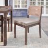 Martha Stewart Bedford Indoor-Outdoor Stackable Aluminum Patio Chairs with Brushed Woodgrain Finish in Gray and Gray All-Weather Cushions, Set of 2(Brown)