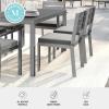 Martha Stewart Bedford Indoor-Outdoor Stackable Aluminum Patio Chairs with Brushed Woodgrain Finish in Gray and Gray All-Weather Cushions, Set of 2(Grey)