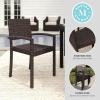 Martha Stewart Bedford Indoor-Outdoor Stackable Patio Armchairs with Rattan Wicker Finish in Gray, Set of 2(Brown)