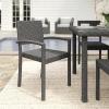 Martha Stewart Bedford Indoor-Outdoor Stackable Patio Armchairs with Rattan Wicker Finish in Gray, Set of 2(Grey)