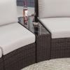 Martha Stewart Bedford Indoor-Outdoor Tapered Patio Side Table with Inset Tempered Glass Top and Rattan Wicker Finish in Gray(Brown)