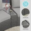 Martha Stewart Bedford Indoor-Outdoor Tapered Patio Side Table with Inset Tempered Glass Top and Rattan Wicker Finish in Gray(Grey)