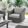Martha Stewart Bedford Set of 2 Indoor-Outdoor Patio Chairs with 360° Swivel Functionality and Rattan Wicker Finish in Gray with Gray All-Weather Cushions(Gray Cushions/Gray Frame)