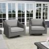 Martha Stewart Bedford Set of 2 Indoor-Outdoor Patio Chairs with 360° Swivel Functionality and Rattan Wicker Finish in Gray with Gray All-Weather Cushions(Gray Cushions/Gray Frame)