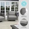 Martha Stewart Bedford Set of 2 Indoor-Outdoor Patio Chairs with 360° Swivel Functionality and Rattan Wicker Finish in Gray with Gray All-Weather Cushions(Gray Cushions/Gray Frame)