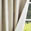 Martha Stewart Bedford Woven Plaid Blackout Back Tab Window Curtain Panel Pair, 84″, White(Linen)