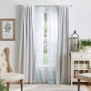 Martha Stewart Bellefield Floral Sheer Rod Pocket Window Curtain Panel Pair, 84″, Linen(Aqua)