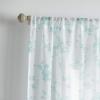 Martha Stewart Bellefield Floral Sheer Rod Pocket Window Curtain Panel Pair, 84″, Linen(Aqua)