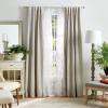 Martha Stewart Bellefield Floral Sheer Rod Pocket Window Curtain Panel Pair, 84″, Linen(Linen)