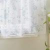Martha Stewart Bellefield Floral Sheer Window Curtain Valance and Tiers Set, Linen(Aqua)