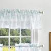 Martha Stewart Bellefield Floral Sheer Window Curtain Valance and Tiers Set, Linen(Aqua)