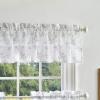 Martha Stewart Bellefield Floral Sheer Window Curtain Valance and Tiers Set, Linen(Linen)