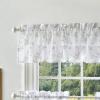 Martha Stewart Bellefield Floral Sheer Window Curtain Valance and Tiers Set, Linen(Linen)