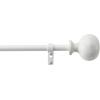 Martha Stewart Bergen Curtain Rod for Windows 66 to 120 inches, Adjustable Length .75 inch Diameter Metal Curtain Rod with Round Finials, 66” – 120”, White Washed Wood(White)
