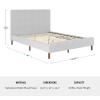 Martha Stewart Britta Platform Bed with Headboard & Footboard, Faux Linen Upholstery with Piping Detail, Rounded Headboard, No Box Spring Needed, Queen, Beige(Gray Fabric/Walnut Legs)