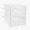 Martha Stewart Brody 2 Pack Desk Organizers, Single Drawer Box and 2 Drawer Box, Stackable Plastic Storage for Office, Bathroom, Countertop, Dorm, 6″ x 7.5″, Clear
