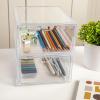 Martha Stewart Brody Desk Organizer with Drawer, Stackable Plastic Desk Storage Box, Organizer for Office, Bathroom, Countertop or Dorm, 12.75″ x 7.75″, Clear(6″ x 7.5″)