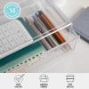 Martha Stewart Brody Desk Organizer with Drawer, Stackable Plastic Desk Storage Box, Organizer for Office, Bathroom, Countertop or Dorm, 12.75″ x 7.75″, Clear(12.75″ x 7.75″)