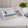 Martha Stewart Brody Desk Organizer with Drawer, Stackable Plastic Desk Storage Box, Organizer for Office, Bathroom, Countertop or Dorm, 12.75″ x 7.75″, Clear(12.75″ x 7.75″)