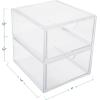 Martha Stewart Brody Desk Organizer with Drawer, Stackable Plastic Desk Storage Box, Organizer for Office, Bathroom, Countertop or Dorm, 12.75″ x 7.75″, Clear(6″ x 7.5″)
