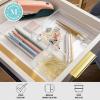 Martha Stewart Brody Desktop Storage Organizer, Stack and Slide Plastic Organizer Tray, Organizer for Office, Kitchen, or Vanity, 3″ x 7.5″, Clear(1-S  1-M  1-L)