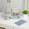 Martha Stewart Brody Plastic Storage Organizer Bins with Lids for Home Office, Kitchen, or Bathroom, 4 Pack, 2-Small/1-Medium, 1 Large, Clear/White(Set of 1 (Pack of 2))