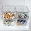 Martha Stewart Brody Plastic Storage Organizer Bins with Transparent Lids for Home Office, Kitchen, or Bathroom, 4 Pack, 6.75″ x 5″