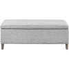 Martha Stewart Caymus Rectangular Storage Ottoman Bench, Upholstered Textured Fabric, Soft Hinge, Pipped Edges with Solid Wood Legs, Accent Furniture for Bedroom Décor, Easy to Assemble – Light Grey