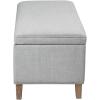 Martha Stewart Caymus Rectangular Storage Ottoman Bench, Upholstered Textured Fabric, Soft Hinge, Pipped Edges with Solid Wood Legs, Accent Furniture for Bedroom Décor, Easy to Assemble – Light Grey