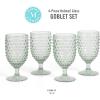 Martha Stewart Chauncey 4-Pack 14.2 oz Hobnail Handmade Glass Goblet – Pink(Green (Hobnail))