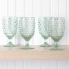 Martha Stewart Chauncey 4-Pack 14.2 oz Hobnail Handmade Glass Goblet – Pink(Green (Hobnail))