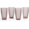 Martha Stewart Chauncey 4-Pack 14.2 oz Hobnail Handmade Glass Goblet – Pink(Pink (Hobnail))