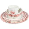 Martha Stewart Christmas Plates 12 Piece Decorated Red and White Stoneware Dinnerware Set(Christmas Vines)