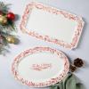 Martha Stewart Christmas Plates 12 Piece Decorated Red and White Stoneware Dinnerware Set(Christmas Vines (Serveware))