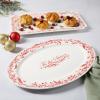 Martha Stewart Christmas Plates 12 Piece Decorated Red and White Stoneware Dinnerware Set(Christmas Vines (Serveware))