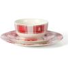 Martha Stewart Christmas Plates 12 Piece Decorated Red and White Stoneware Dinnerware Set(Red/White Plaid)