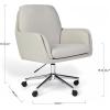 Martha Stewart Clara Swivel Task Chair with Double Cushions for Home Office in Off White Boucle with Polished Brass Frame(Bedford Gray Fabric/Polished Nickel Frame)
