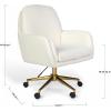 Martha Stewart Clara Swivel Task Chair with Double Cushions for Home Office in Off White Boucle with Polished Brass Frame(Off White Boucle/Polished Brass Frame)