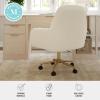 Martha Stewart Clara Swivel Task Chair with Double Cushions for Home Office in Off White Boucle with Polished Brass Frame(Off White Boucle/Polished Brass Frame)