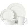 Martha Stewart Cliffield 16-Piece Porcelain Chip and Scratch Resistant Dinnerware Set – White w/Black Rim(White)