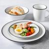 Martha Stewart Cliffield 16-Piece Porcelain Chip and Scratch Resistant Dinnerware Set – White w/Black Rim(White w/ Black Rim)