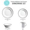 Martha Stewart Cliffield 16-Piece Porcelain Chip and Scratch Resistant Dinnerware Set – White w/Black Rim(White w/ Black Rim)