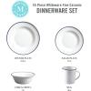 Martha Stewart Cliffield 16-Piece Porcelain Chip and Scratch Resistant Dinnerware Set – White w/Black Rim(White w/ Blue Rim)