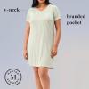 Martha Stewart Cooling Rayon V-Neck Short Sleeve Nightshirt for Women | Lightweight & Breathable Sleepwear(Mineral Green)