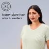 Martha Stewart Cooling Rayon V-Neck Short Sleeve Nightshirt for Women | Lightweight & Breathable Sleepwear(Mineral Green)