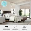 Martha Stewart Corbin Solid Wood Platform Bed with Wooden Headboard and Footboard, Wood Slat Foundation, No Box Spring Needed, King, Brown Gray(Dark Brown)