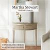 Martha Stewart Crestview Hall Console Table for Entryway with Storage, Solid Rubber Wood Frame, Vintage Demilune Shape, Bronze Knobs, Farmhouse, Accent Living Room Furniture Décor – Reclaimed Greige(Reclaimed Greige)